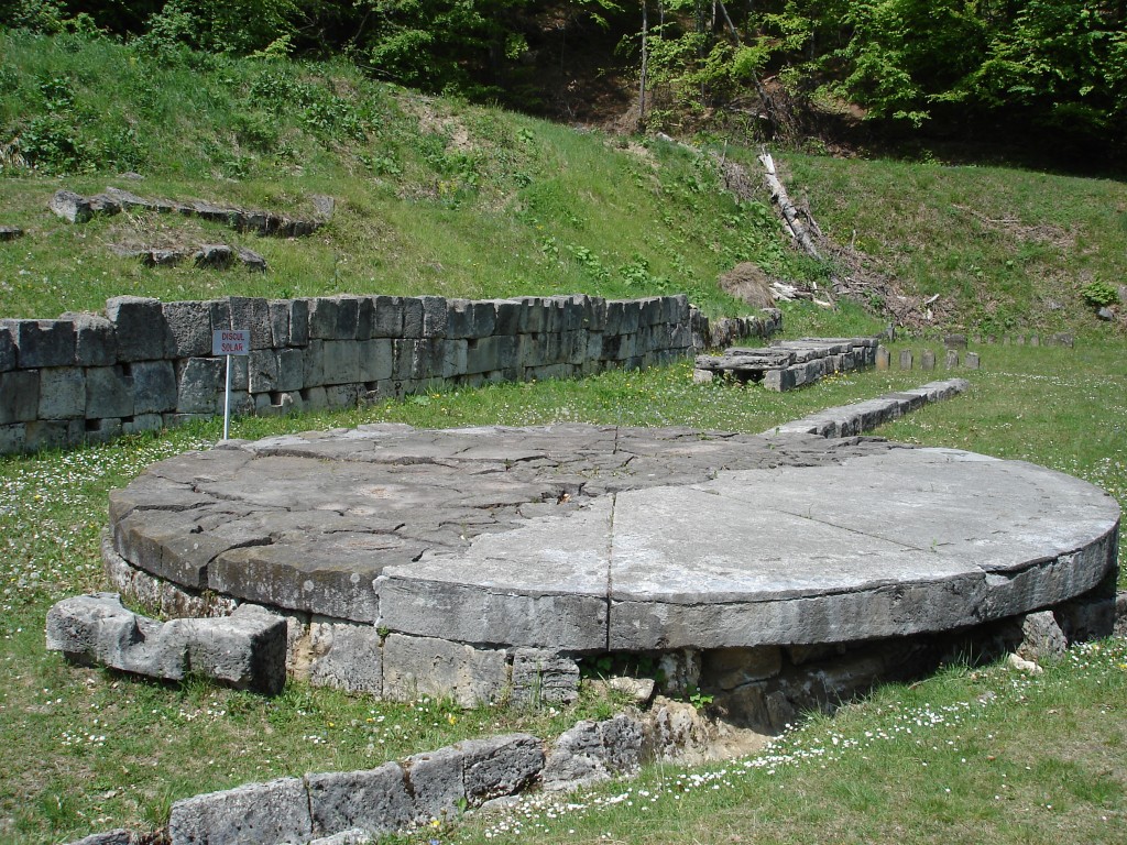 The Dacian "sun wheel" damaged by the Romans looking for treasure.