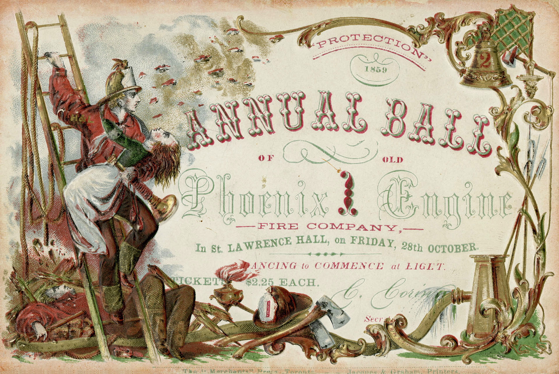 Invitation the Firemen's Ball at the Hall